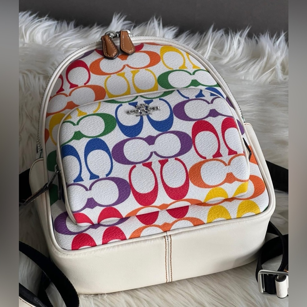 CK377- Coach Mini Court Backpack in Rainbow Signature Canvas - Picture 5 of 15